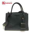 PRADA プラダ 1BA156 ロゴ モノクローム カバン 2WAY ハンドバッグ サフィアーノレザ－ レディース ブラック 【中古】