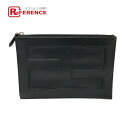 FENDI フェンディ 7N0113 ロゴ ミニ バッグ セカンドバッグ カバン バック クラッチバッグ クラッチバッグ レザー ユニセックス ブラック 【中古...