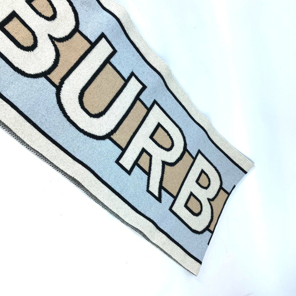 BURBERRY バーバリー 8021740 ボーダー ロゴ フリンジ マフラー カシミヤ レディース ベージュ 中古 reference-11153329 ブランドショップ リファレンス サンプル画像3