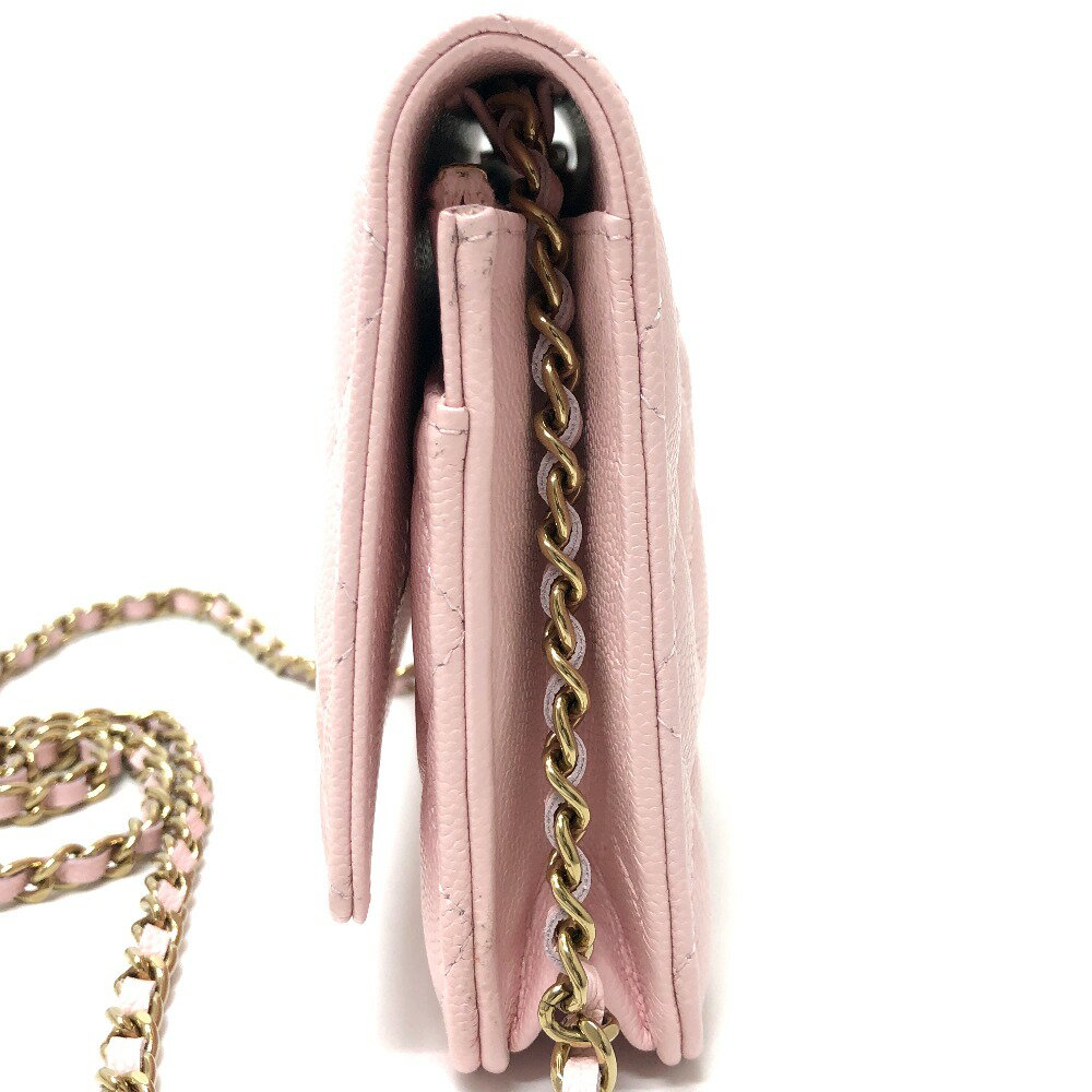 CHANEL シャネル AP0250 ココマーク CC チェーンウォレット 長財布 ポーチ ポシェット ショルダーバッグ キャビアスキン レディース ピンク 未使用 【中古】