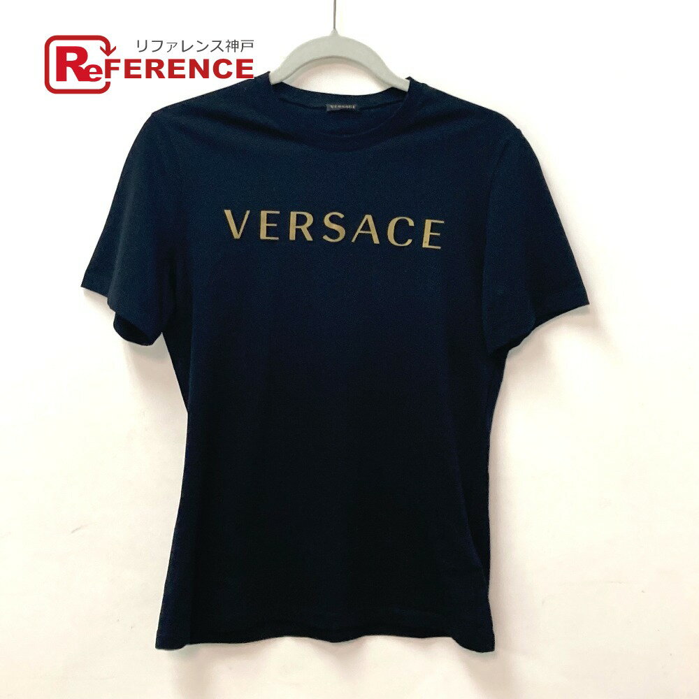 VERSACE ヴェルサーチ ロゴ アパレル トップス 半袖Tシャツ コットン レディース ブラック 【中古】