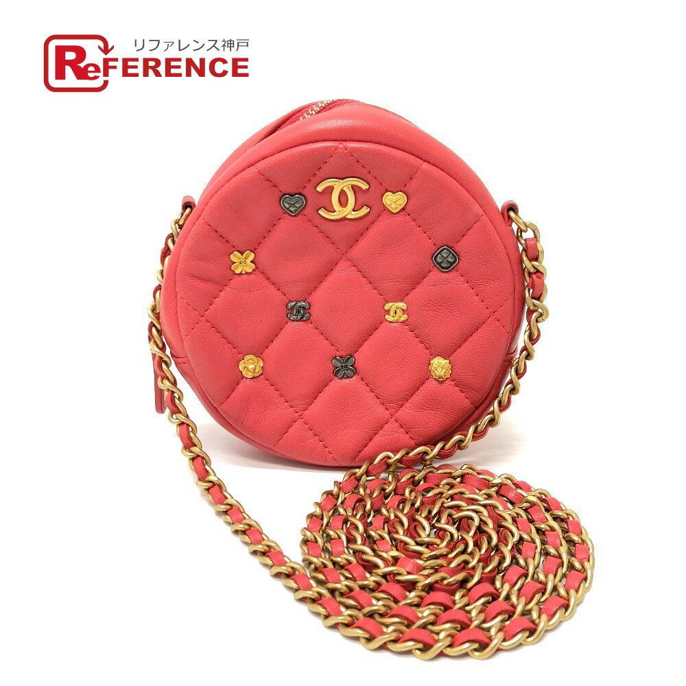 樂天商城 - CHANEL シャネル CC ココマーク マトラッセ ミニ ラウンド カバン チェーンバッグ ポシェット ポーチ ショルダーバッグ ラムスキン レディース ピンク系 【中古】
