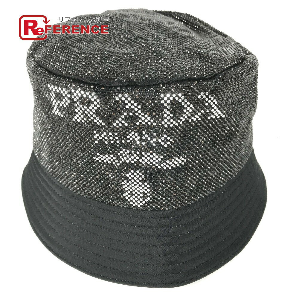PRADA プラダ 1HC137 ロゴ スタッズ ハット帽 帽子 バケットハット ボブハット ハット ナイロン メンズ ブラック 未使用 【中古】