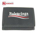 BALENCIAGA バレンシアガ 507481 エクスプローラー ロゴ EXPLORER SQUARE COIN WALLET コンパクトウォレット 3つ折り財布 ナイロン メンズ ブラック 【中古】