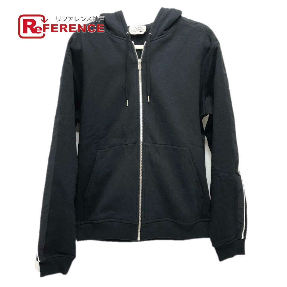 HERMES エルメス サイドライン ジップアップ フーディ パーカー コットン メンズ ブラック 新品同様 【中古】のサムネイル