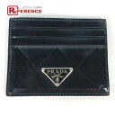 PRADA プラダ 2MC223 トライアングルロゴ 三角ロゴ プレート ブラッシュドレザー パスケース 名刺入れ カードケース レザー ユニセックス ブラック 【中古】