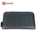BOTTEGA VENETA ボッテガヴェネタ ロングウォレット イントレチャート ラウンドファスナー 長財布 レザー レディース ブラック 新品同様 【中古】
