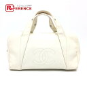 CHANEL シャネル A30899 CC ココマーク シェブロン Vステッチ カバン ハンドバッグ ボストンバッグ カーフレザー レディース ホワイト 【中古...