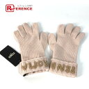 FENDI フェンディ FXY574 ロゴ グローブ 手袋 ウール レディース ライトピンク 未使用 【中古】