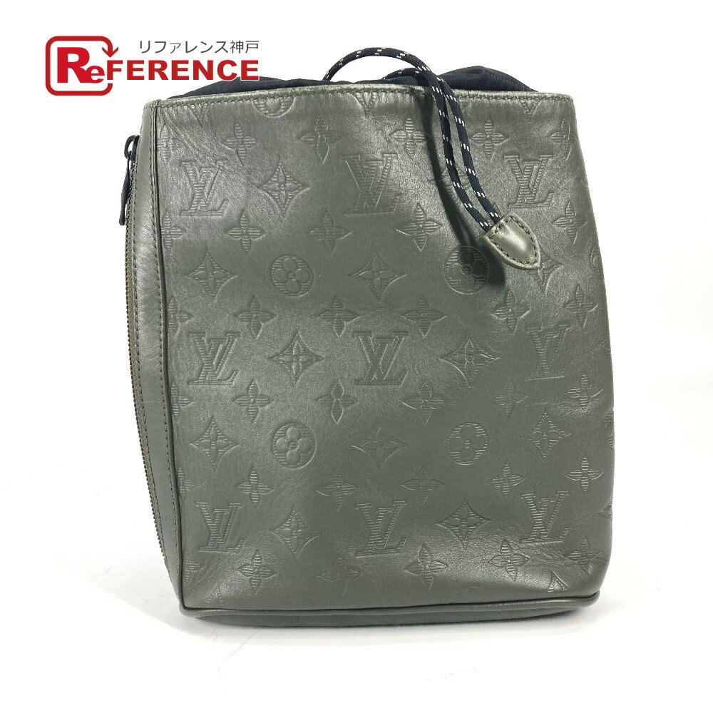 LOUIS VUITTON ルイヴィトン M44634 モノグラムシャドウ チョークスリングバッグ クロス カバン 巾着 ショルダーバッグ モノグラムシャドウレザー メンズ カーキ 【中古】