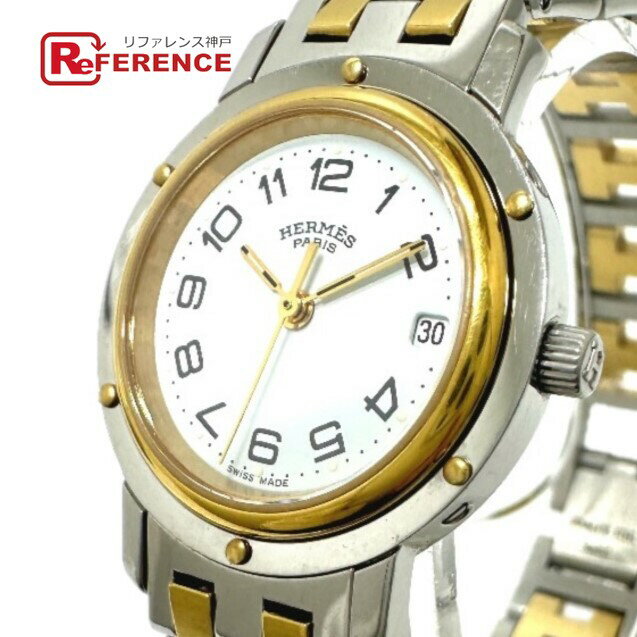 HERMES エルメス CL3.240 クリッパー クォーツ デイト 腕時計 SS/GP レディース シルバー 【中古】のサムネイル