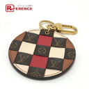 LOUIS VUITTON ルイヴィトン M68657 ポルトクレモノグラムチエック キーリング バッグチャーム キーホルダー レザー レディース ブラウン 【...