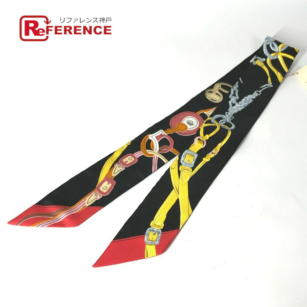 HERMES エルメス 063940S バンドースカーフ BRIDES DE GALA 式典用馬勒 ツイリー ツィリー スカーフ シルク レディース ブラック 未使用 【中古】