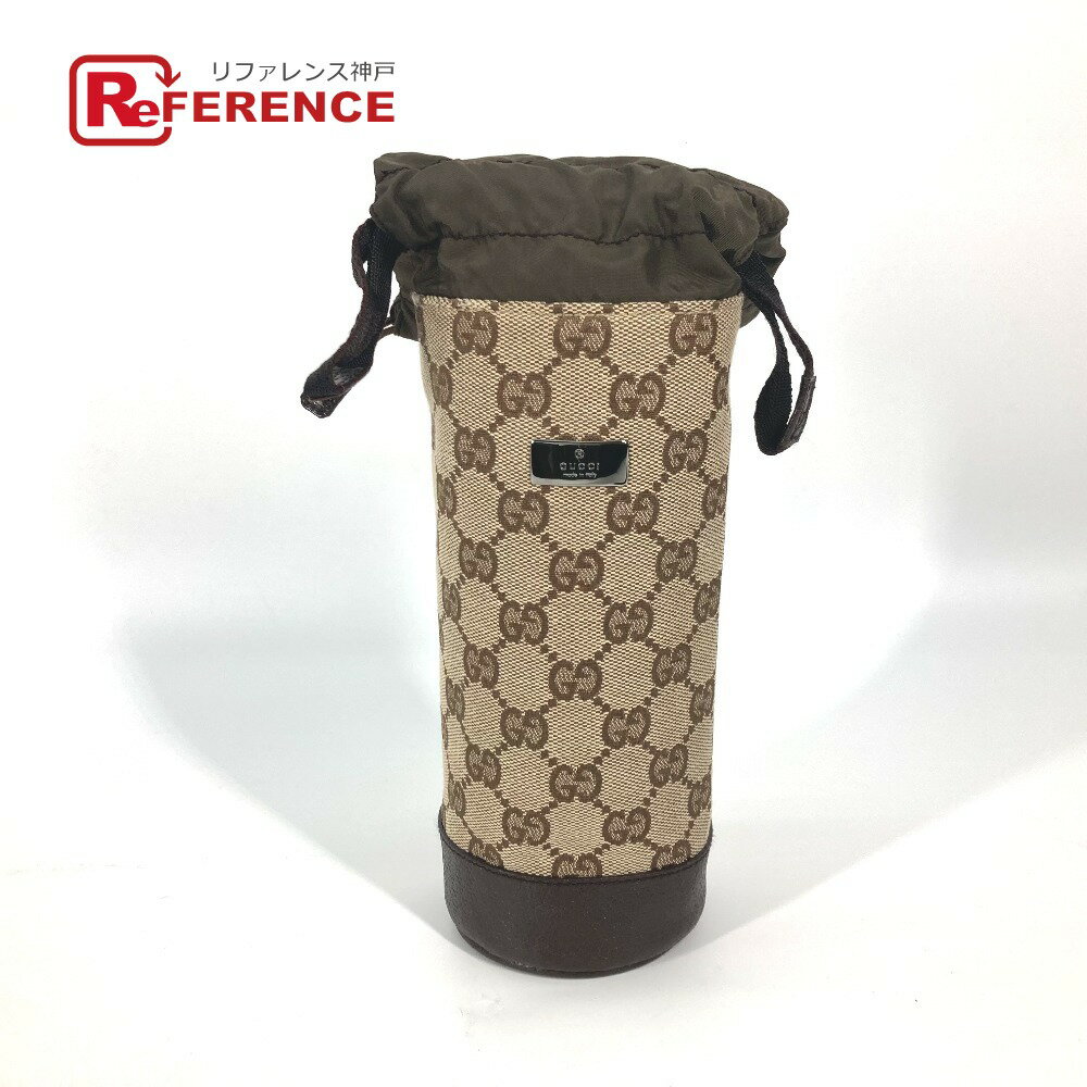 GUCCI グッチ 28691 GG ボトルホルダー ペットボトル入れ ポーチ GGキャンバス/レザー レディース ベージュ 【中古】