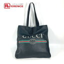 GUCCI グッチ 572768 シェリーライン ロゴプリント 肩掛け カバン ショルダーバッグ トートバッグ レザー ユニセックス ブラック 【中古】