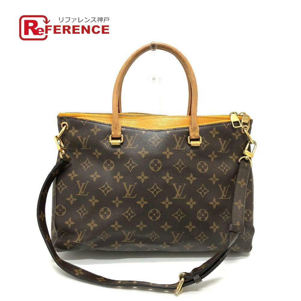 LOUIS VUITTON ルイヴィトン M40929 モノグラム パラスMM 2WAY ショルダーバッグ ハンドバッグ モノグラムキャンバス レディース サフラン ブラウン 【中古】