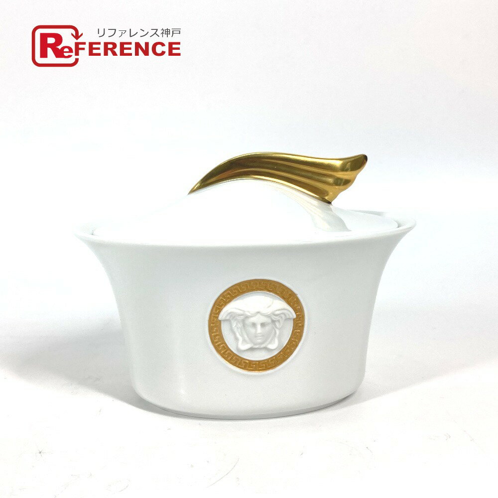 VERSACE ヴェルサーチ Rosenthal ローゼンタール メデューサ シュガーポット インテリア 食器 皿 小物入れ 雑貨 陶器 レディース ホワイト 未使用 【中古】