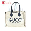 GUCCI グッチ 772176 日本限定 JAPAN ロゴ プリント ショルダーバッグ 肩掛け トートバッグ キャンバス/レザー レディース ベージュ系×ブラック 新品同様 【中古】