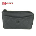 CHANEL シャネル AP3179 ソーブラック CC ココマーク マトラッセ フラグメントケース 財布 コインケース レザー レディース ブラック 【中古】