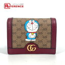 GUCCI グッチ 647788 ミニGGスプリーム ドラえもん コラボ コンパクト ウォレット ミニ財布 2つ折り財布 GGスプリームキャンバス ユニセックス レッド×ブラウン 新品同様 【中古】