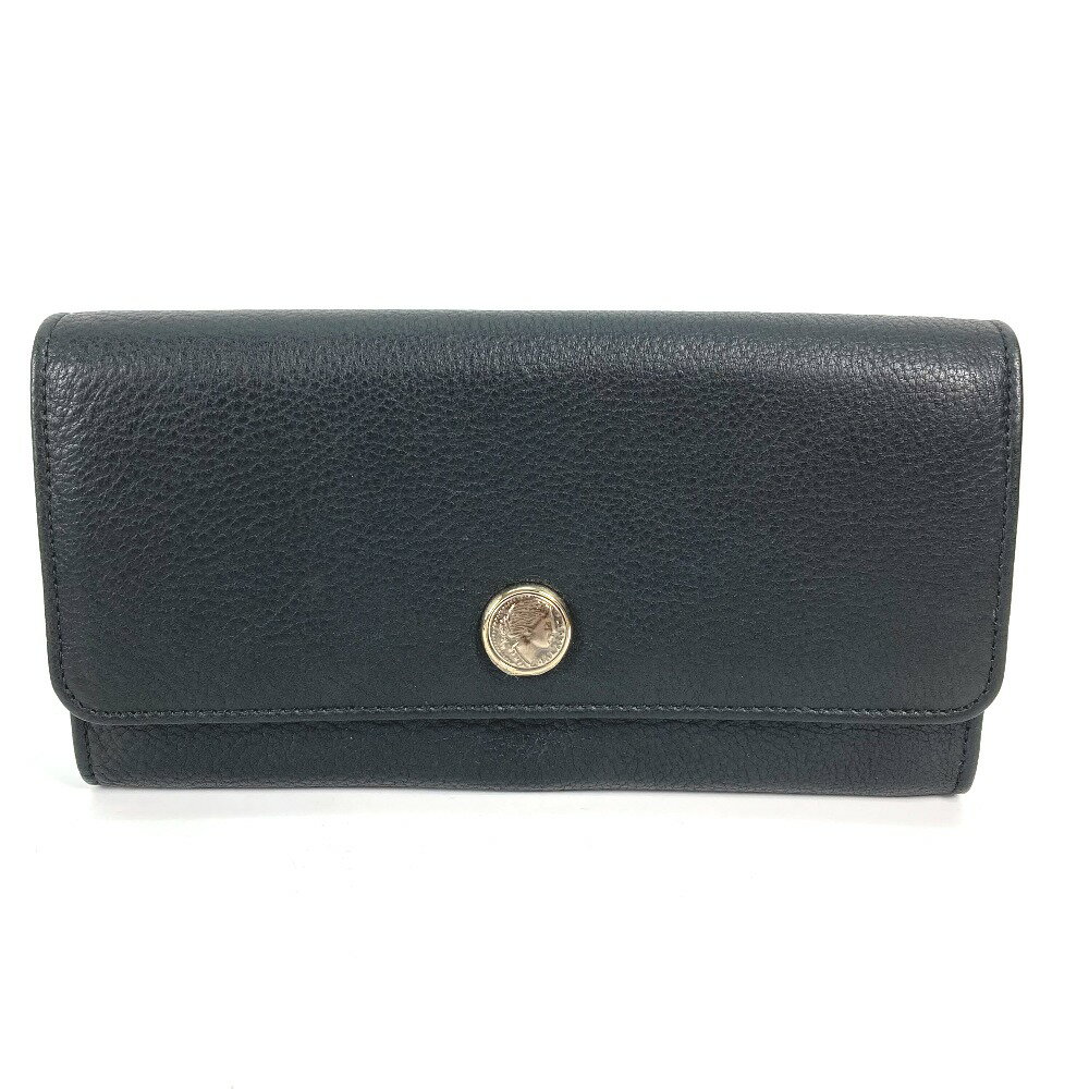 BVLGARI ブルガリ 35963 ロングウォレット MONETE モネーテ フラップ 長財布 レザー レディース ブラック 【中古】 2