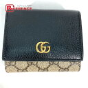 GUCCI グッチ 598587 GGスプリーム GGマーモント コンパクトウォレット 2つ折り財布 レザー/PVC レディース ベージュ 【中古】