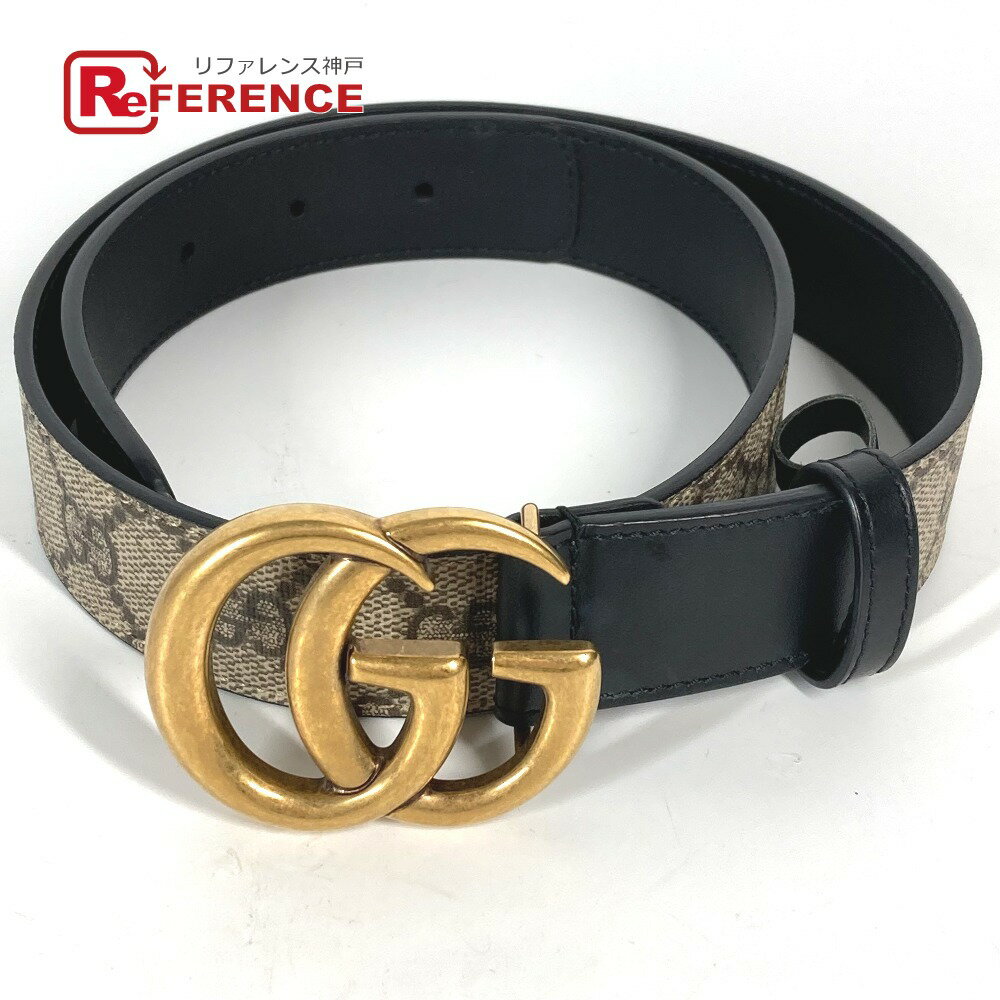 GUCCI グッチ 625839 ダブルG バックル GG ベルト GGスプリームキャンバス レディース ベージュ 【中古】