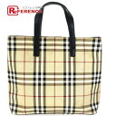 BURBERRY バーバリー カバン チェック トートバッグ ハンドバッグ PVC/レザー レディース ベージュ 【中古】