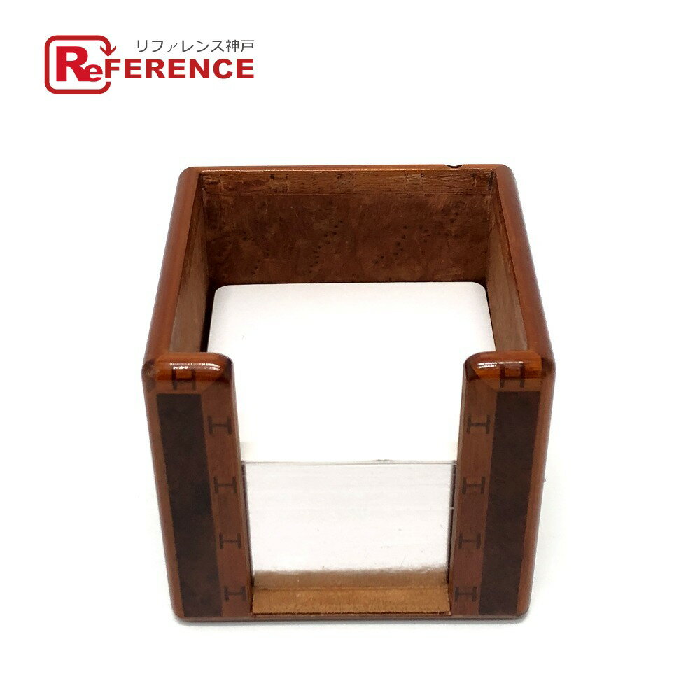 HERMES エルメス インテリア ウッド メモケース メモブロックケース 置物 ウッド ユニセックス ブラウン 【中古】