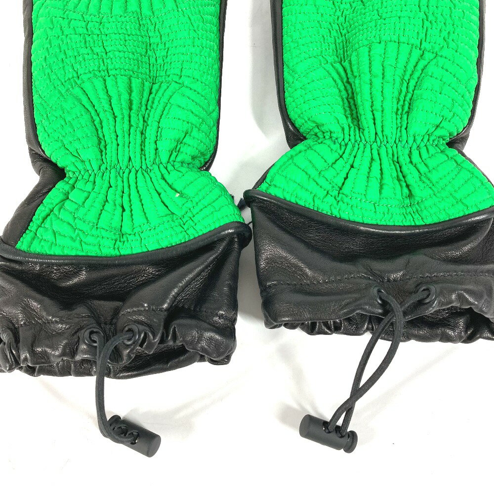 BOTTEGA VENETA ボッテガヴェネタ 709335 バイカラー グローブ 手袋 レザー/ナイロン メンズ グリーン 未使用 【中古】