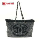 CHANEL シャネル A47155 ファニーツイード チェーン カバン トートバッグ ビニール レディース ブラック 【中古】