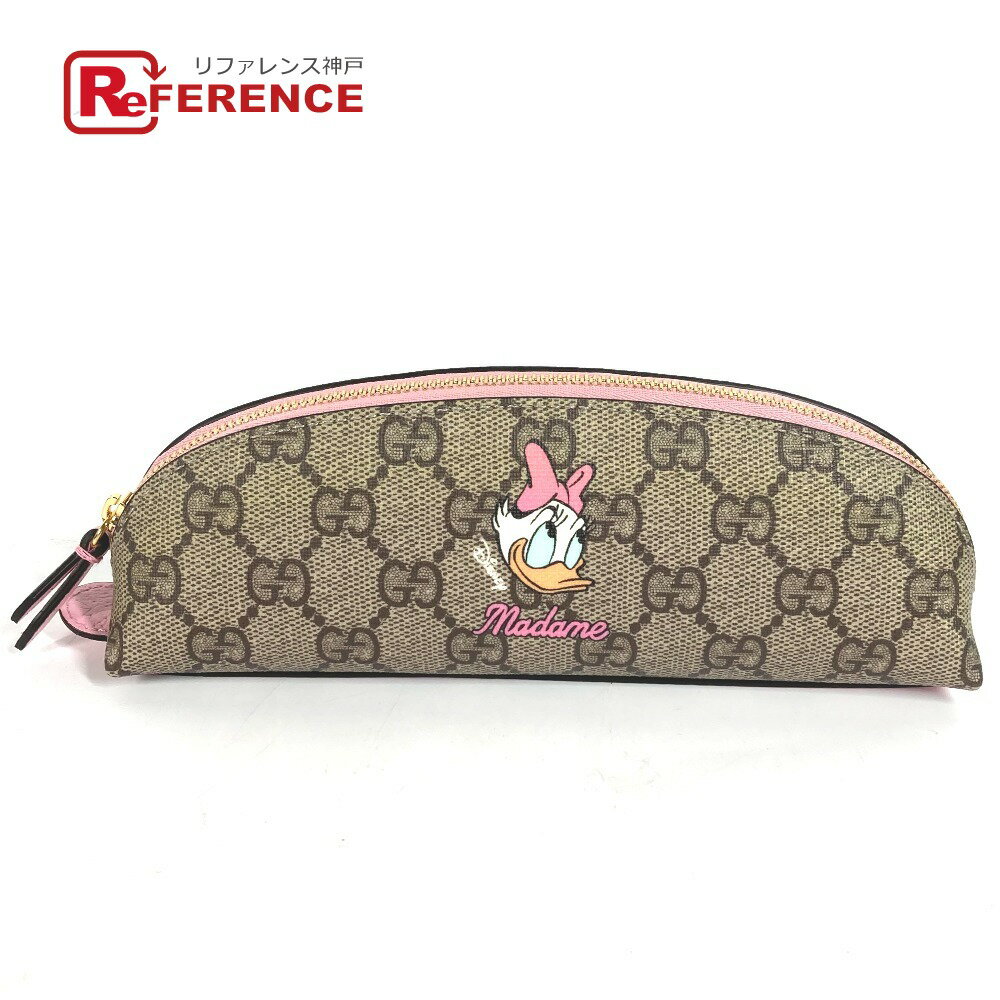 GUCCI グッチ 662129 ディズニー DISNEY GGスプリーム デイジーダック 筆箱 ポーチ ステーショナリー ペンケース GGスプリームキャンバス /レザー レディース ピンク 未使用 【中古】