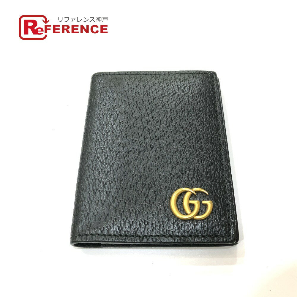 GUCCI グッチ 428737 GGマーモント ICケース 名刺入れ カードケース レザー レディース ブラック 【中古】