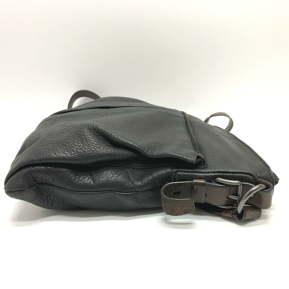 PRADA プラダ VA0802 斜め掛け フロント ポケット カバン ショルダーバッグ レザー レディース ブラック 【中古】