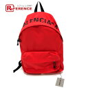 BALENCIAGA バレンシアガ 507460 ロゴ カバン バックパック リュック バック リュックサック ナイロン ユニセックス レッド 新品同様 【中古...