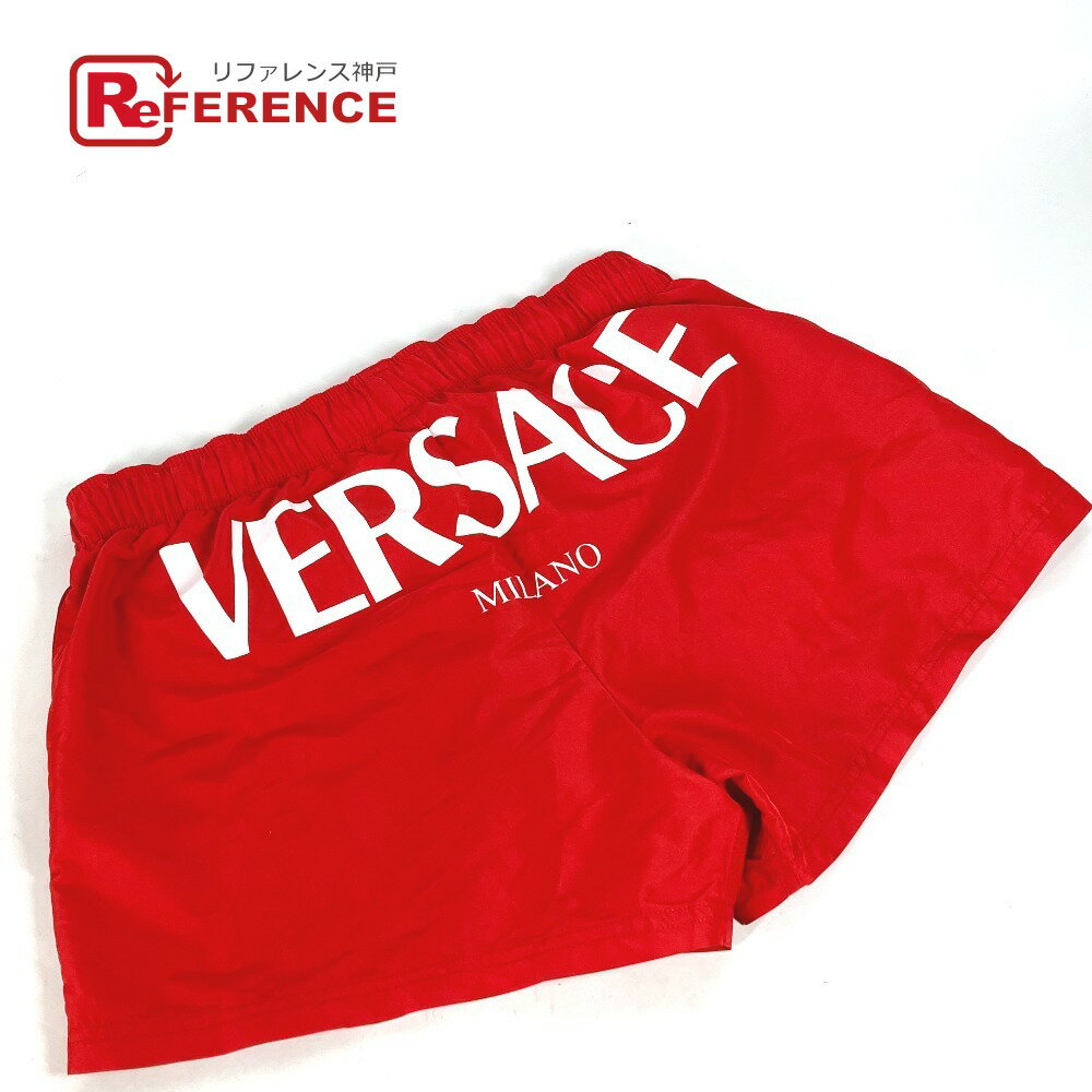 VERSACE ヴェルサーチ アパレル ボトムス バックロゴプリント スイムウエア ハーフパンツ ショートパンツ 水着 ナイロン メンズ レッド 未使用 【中古...
