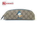 GUCCI グッチ 662129 ディズニーコラボ ドナルドダック GGスプリーム ペンケース GGキャンバス/レザー レディース ベージュ×ブルー 未使用 【...