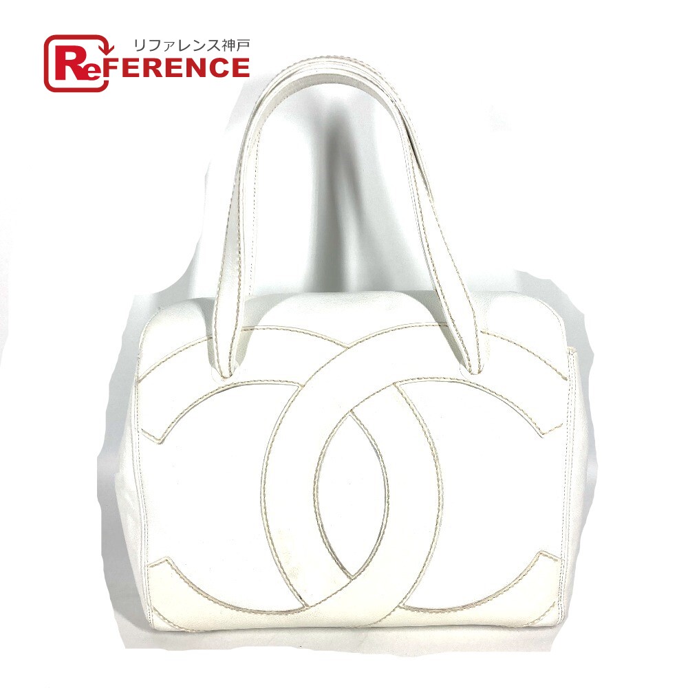 CHANEL シャネル 肩掛け カバン デカココマーク CC トートバッグ ショルダーバッグ キャビアスキン レディース ホワイト 【中古】