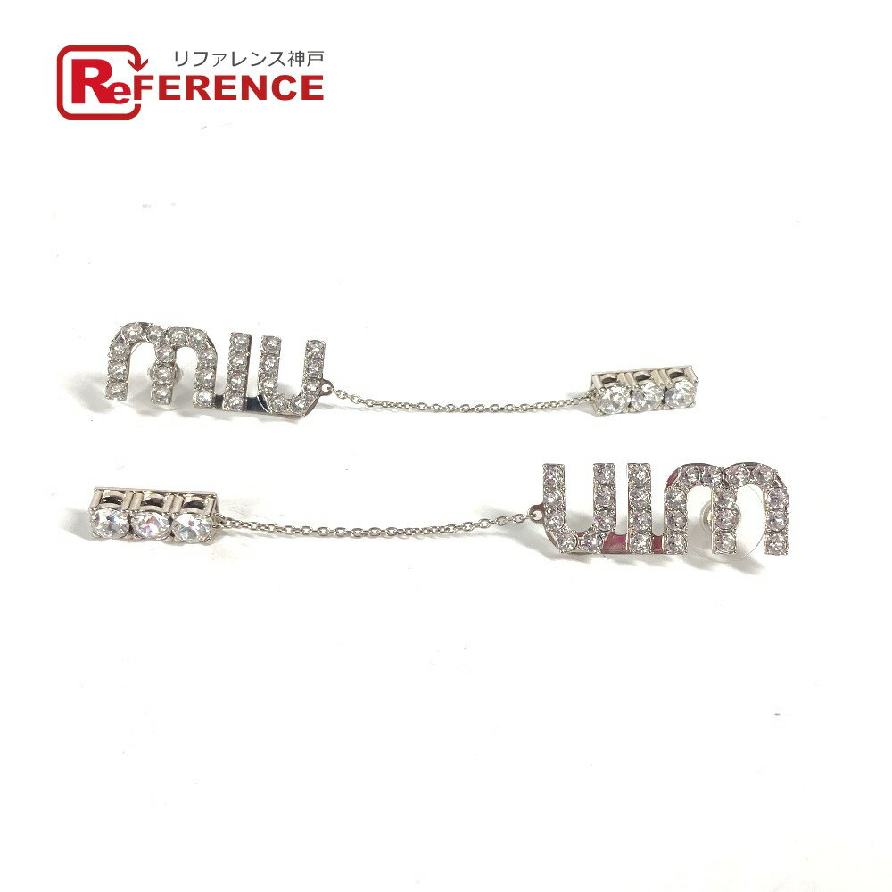 MIUMIU ミュウミュウ ラインストーン ロゴ ピアス メタル レディース シルバー 【中古】のサムネイル