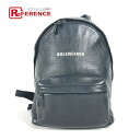 BALENCIAGA バレンシアガ 552379 エブリデイ ロゴ カバン バックパック リュックサック レザー メンズ ブラック 【中古】