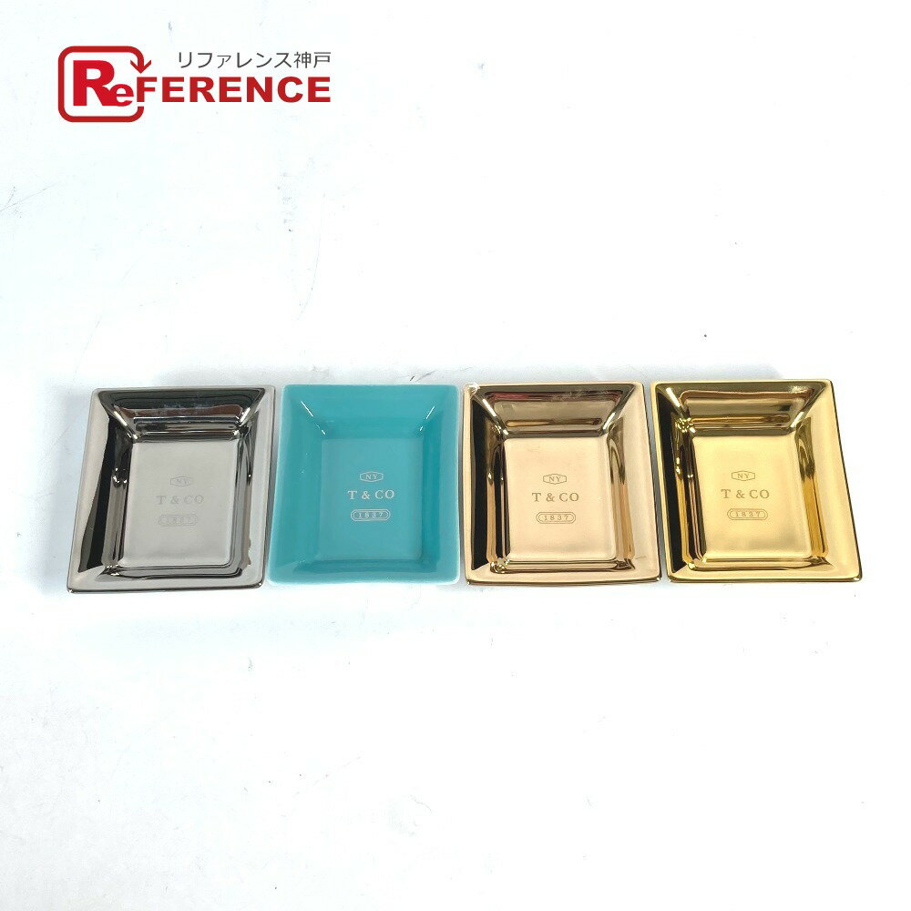TIFFANY&Co. ティファニー アッシュトレイ 小皿 メタリック ヴィド ポシェ セット 4個セット 灰皿 陶器 レディース マルチカラー 未使用 【中古】
