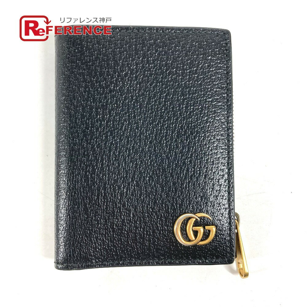 GUCCI グッチ 760223 ダブルG ロング ウォレット コンパクトウォレット 2つ折り財布 レザー レディース ブラック 【中古】