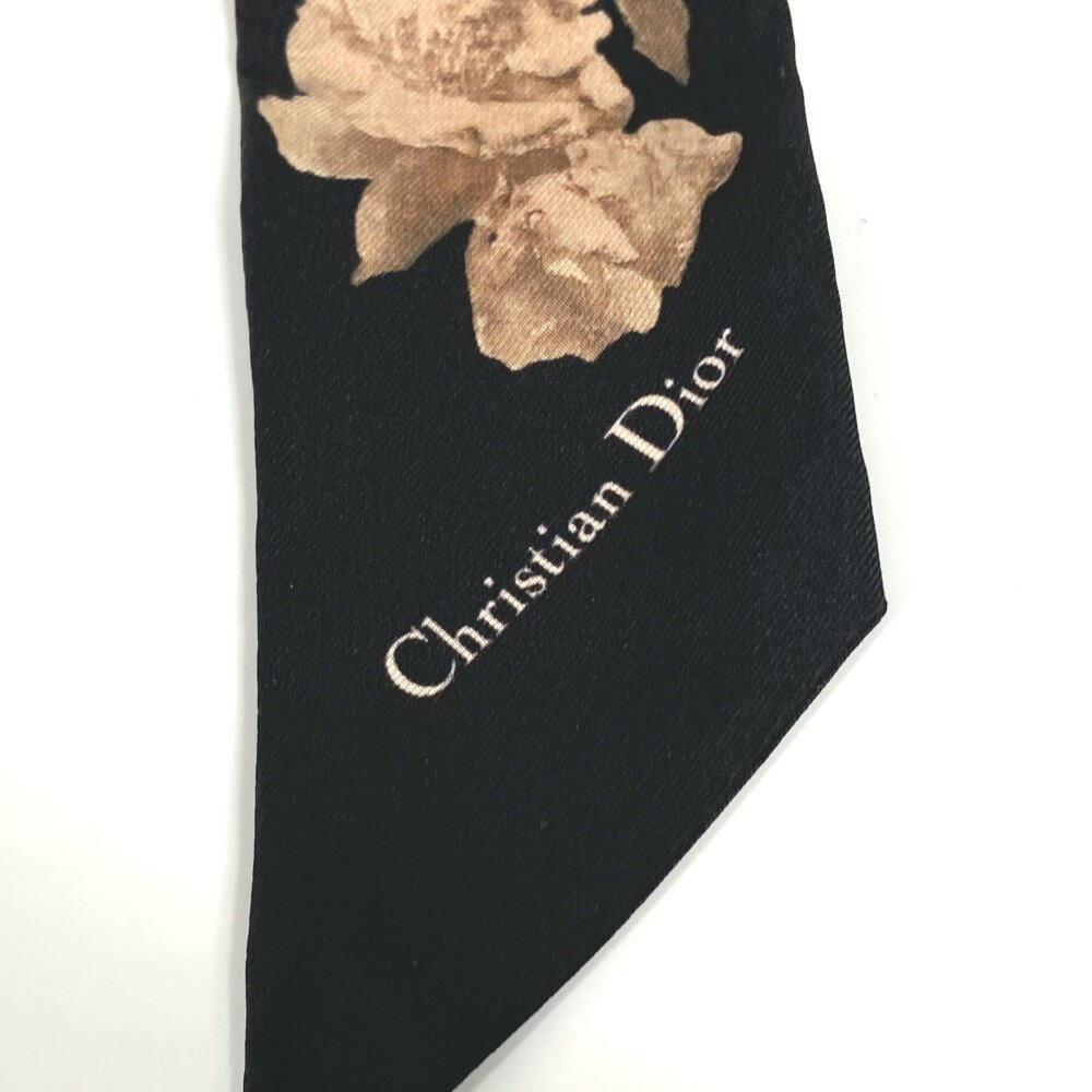 Dior ディオール ロゴ 花柄 フラワー ミッツア バンドースカーフ スカーフ シルク レディース ブラウン 【中古】