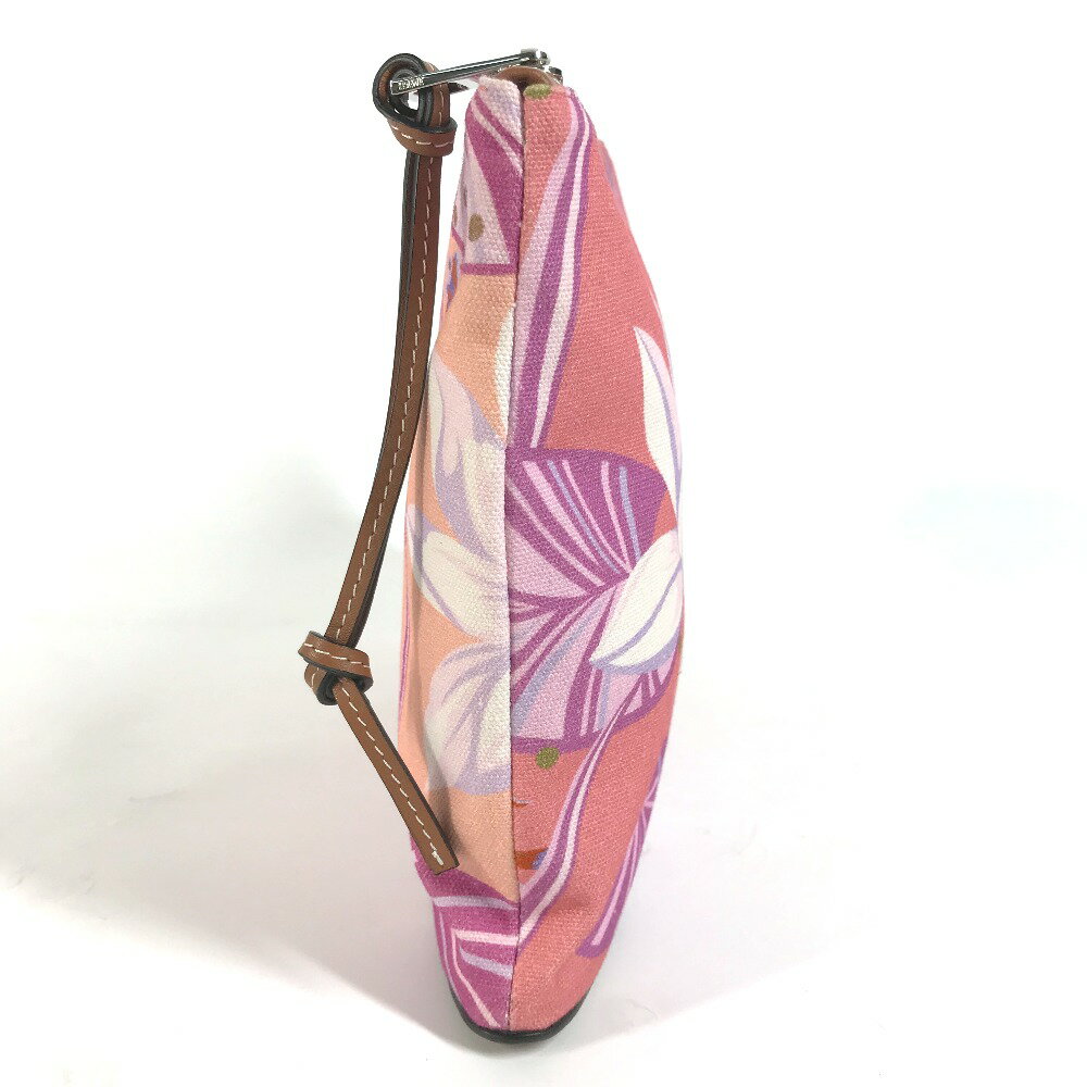 LOEWE ロエベ Paula's Ibiza パラウザイビザ オブロング ロゴ ポーチ カバン クラッチバッグ レザー/キャンバス レディース ピンク 未使用 【中古】 3
