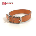 HERMES エルメス ペットカラー Hロゴ 犬 ドッグ アニマル 首輪 レザー ユニセックス オレンジ 【中古】