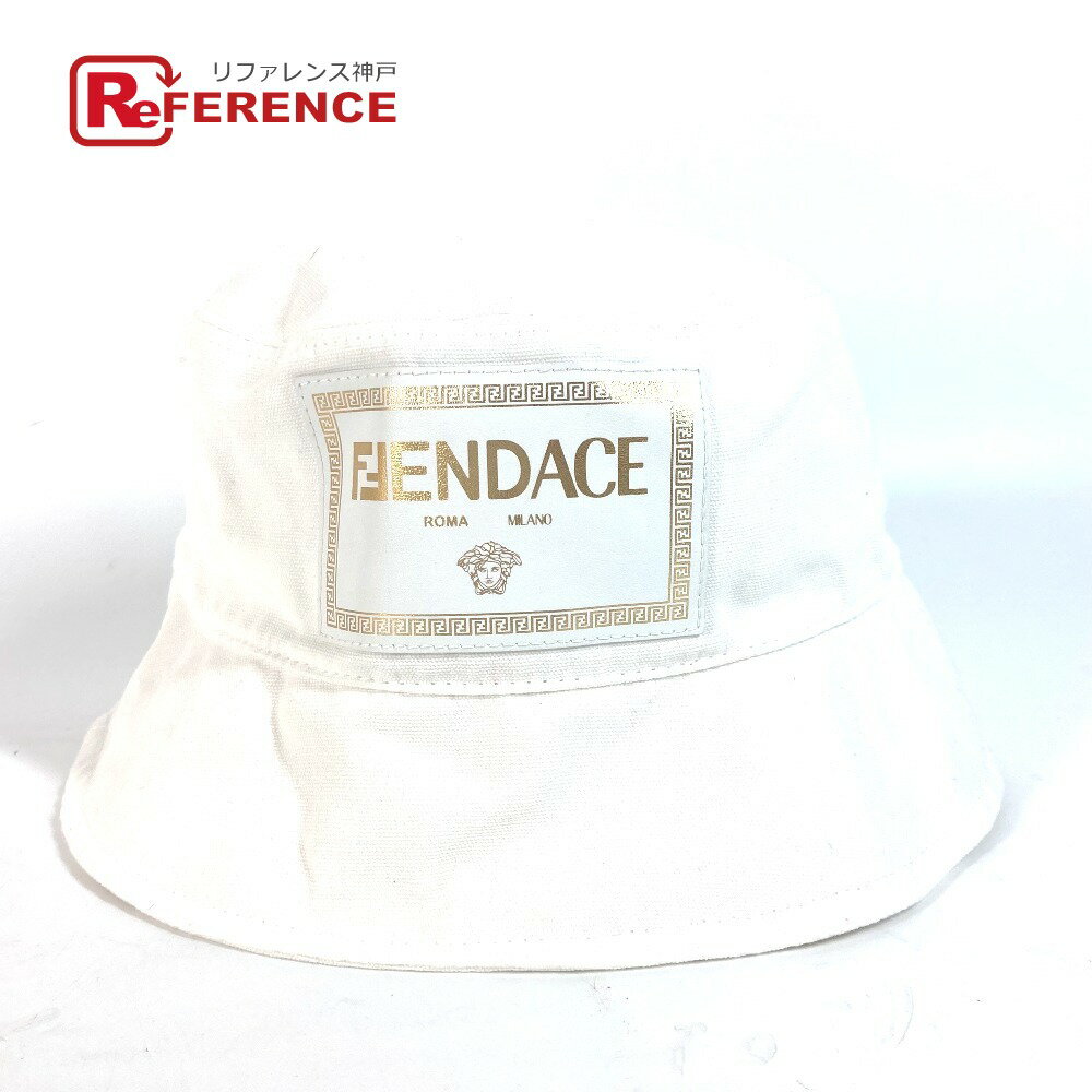 FENDI フェンディ FXQ801 ヴェルサーチ VERSACE コラボ フェンダーチェ FENDACE ハット帽 帽子 バケットハット ボブハット ハット コットン メンズ ホワイト 【中古】