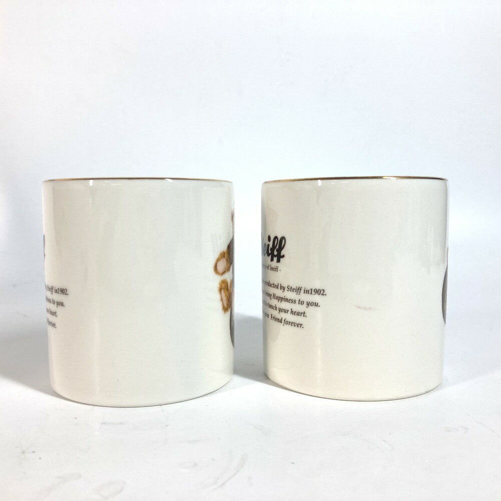 LOUIS VUITTON ルイヴィトン テディベア モチーフ クマ シュタイフ Steiff モノグラム ペア 2客 セット 食器 コップ マグカップ 陶器 レディース ホワイト 未使用 【中古】