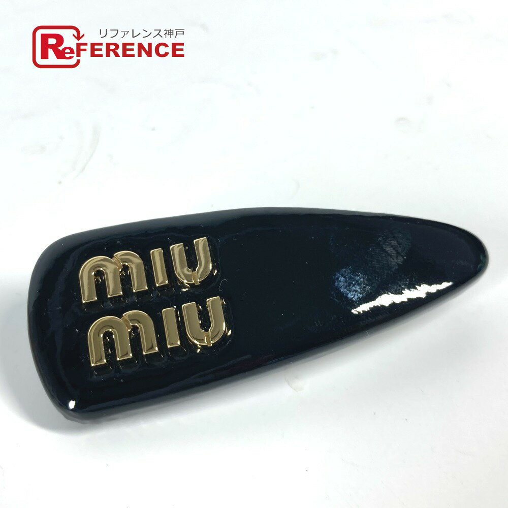 MIUMIU ミュウミュウ ロゴ ヘアアクセサリー ヘアピン エナメル レディース ブラック 【中古】のサムネイル