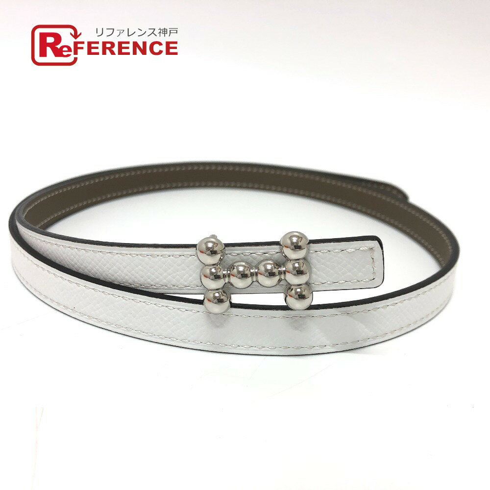 HERMES エルメス バブル リバーシブル ベルト エプソン /スイフト レディース エトープ×ホワイト グレー 未使用 【中古】