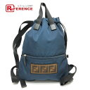 FENDI フェンディ 8BZ045 ズッカ ロゴ ナップサック バックパック リュックサック ナイロン ユニセックス ネイビー 【中古】